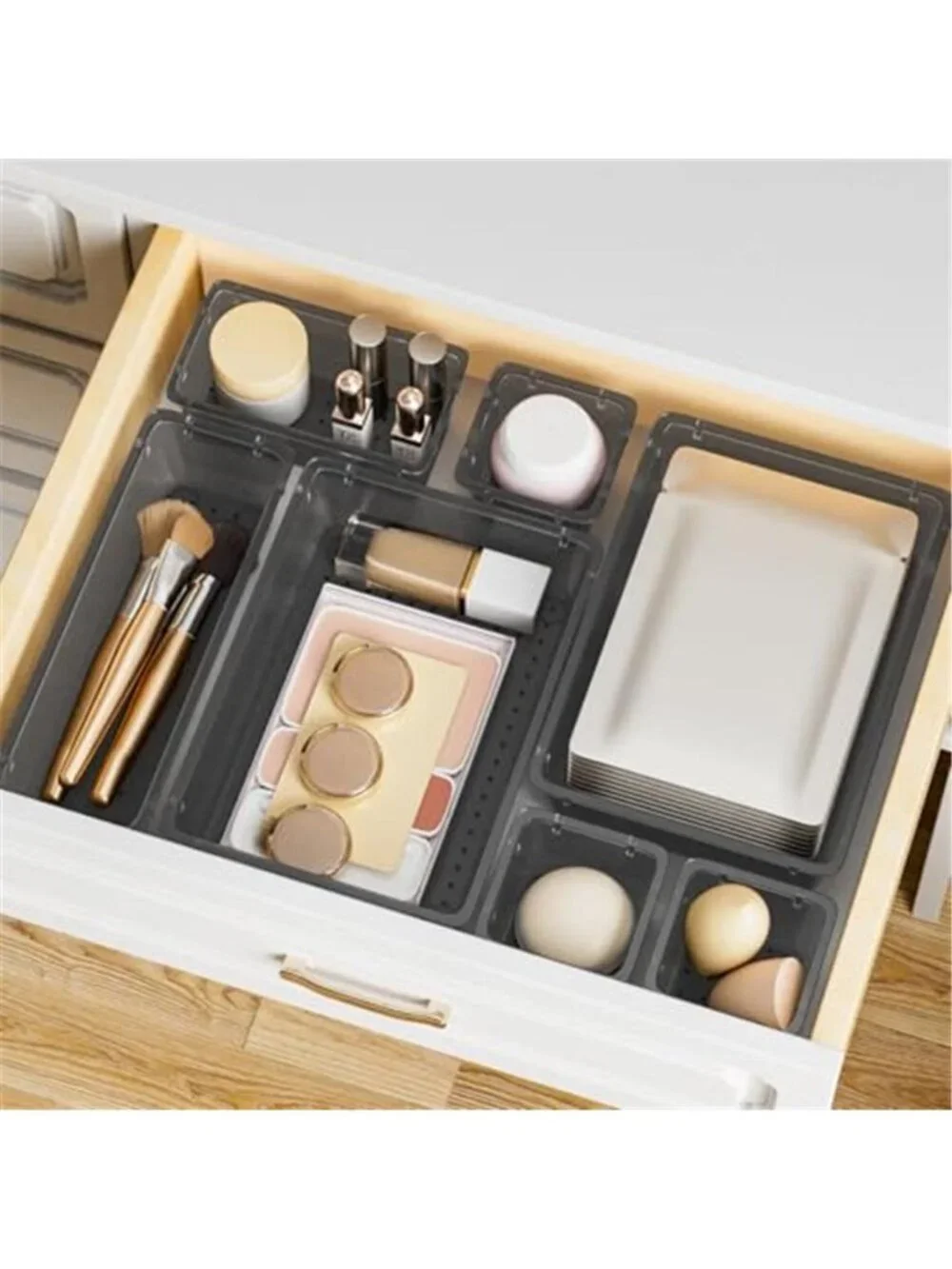 Drawer Organizer Bins Set Plastic Stackable Storage Dividers Kitchen Office Home